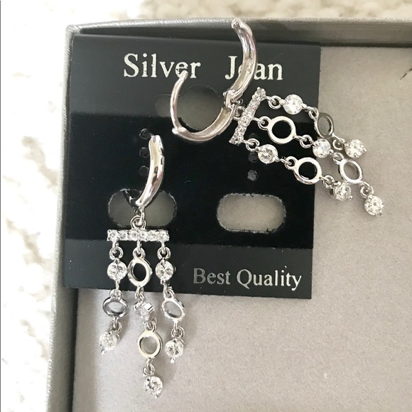 Silver earring W Rhinestone - Picture 4 of 4